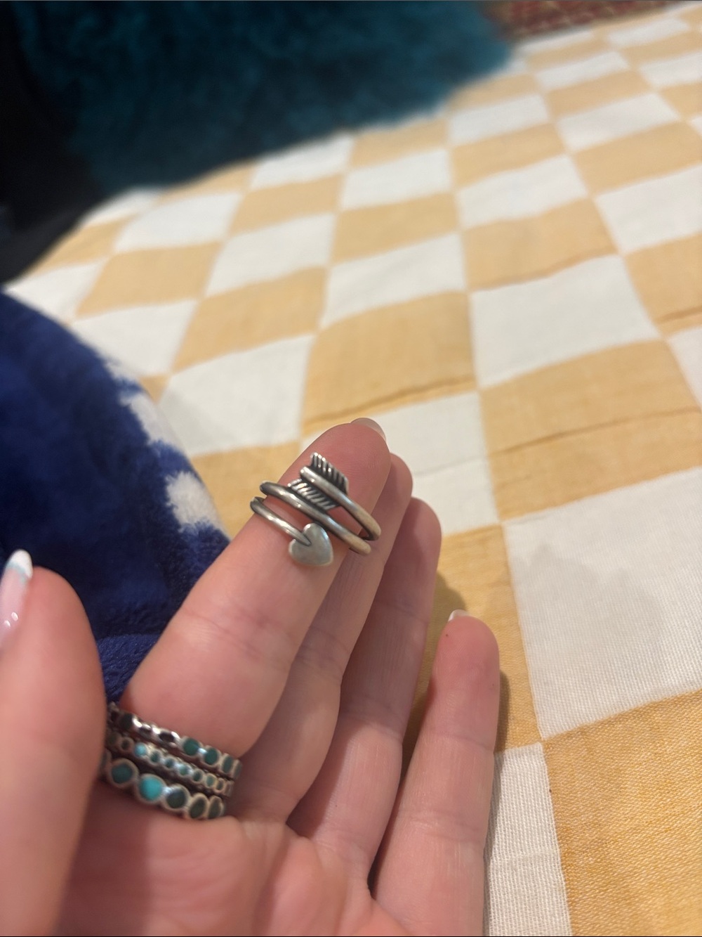James Avery Silver Arrow and Heart Stackable Ring